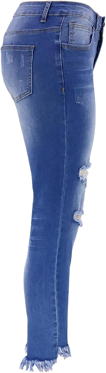 Женские скинни джинсы High Waisted Stretchy с эффектом Ripped Distressed — фото 3