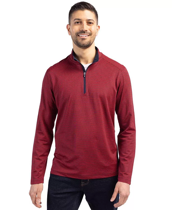 

Куртка мужская Cutter Buck Virtue Eco Pique Micro Striped из переработанного материала с застежкой-молнией на четверть длины Cutter & Buck, красный