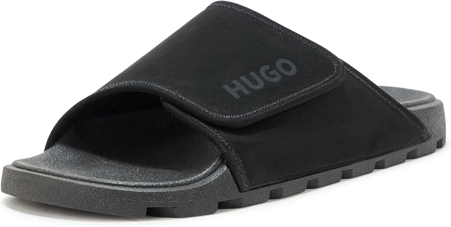Сандалии с регулируемым ремешком, HUGO, Black Gloss