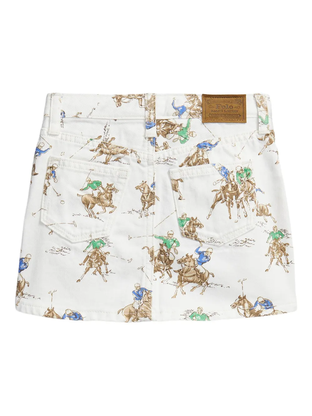 Джинсовая юбка мини с принтом Polo Ralph Lauren Kids, белый — фото 2