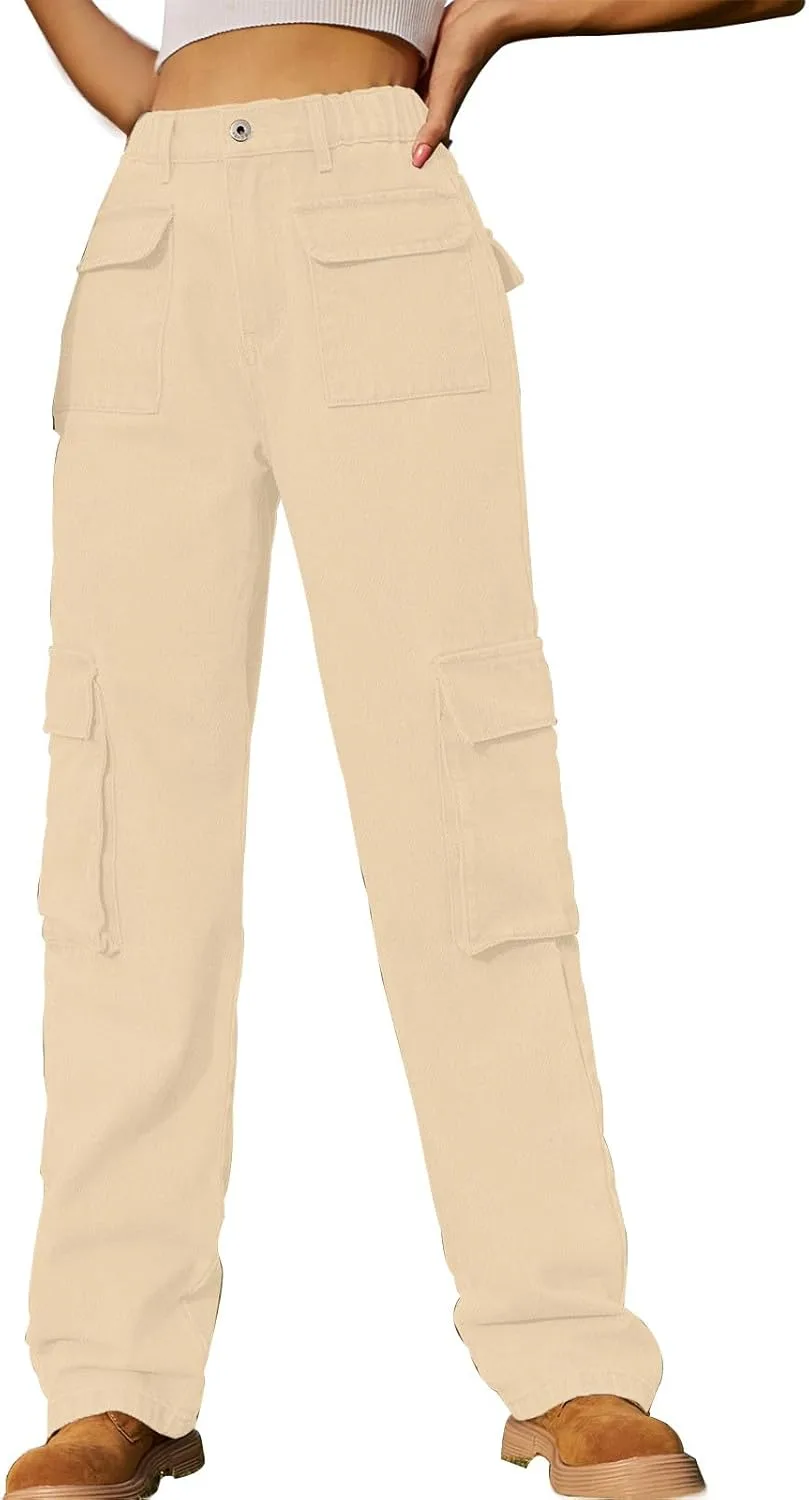 

XUNRYAN Cargo Pants женские джинсы с высокой талией и множеством карманов