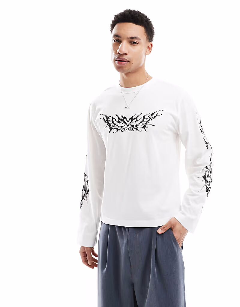 

Футболка Cotton On с длинными рукавами и киберграфикой белого цвета Cotton:On