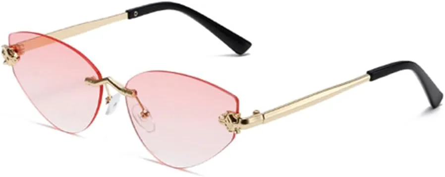 

Модные солнцезащитные очки треугольной формы без оправы с защитой от УФ-излучения и солнцезащитным козырьком Weloveushop, Gold Frame Gradually Pink Flakes
