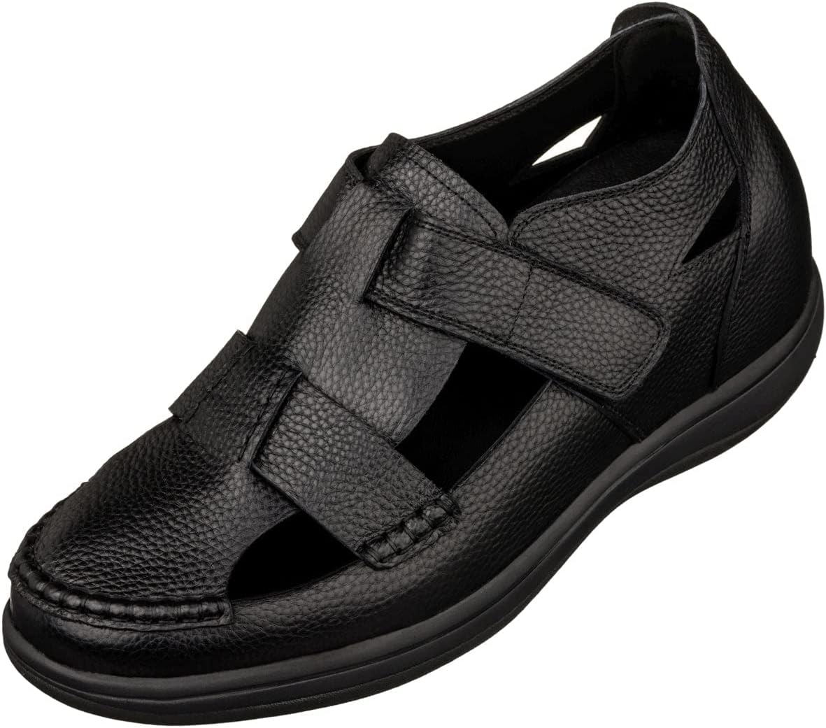 

Мужские невидимые увеличивающие рост туфли CALTO - темно-синие премиальные кожаные легкие повседневные сандалии-рыбаки - прибавка роста 8 см - K2663 - размер 8 D(M) US