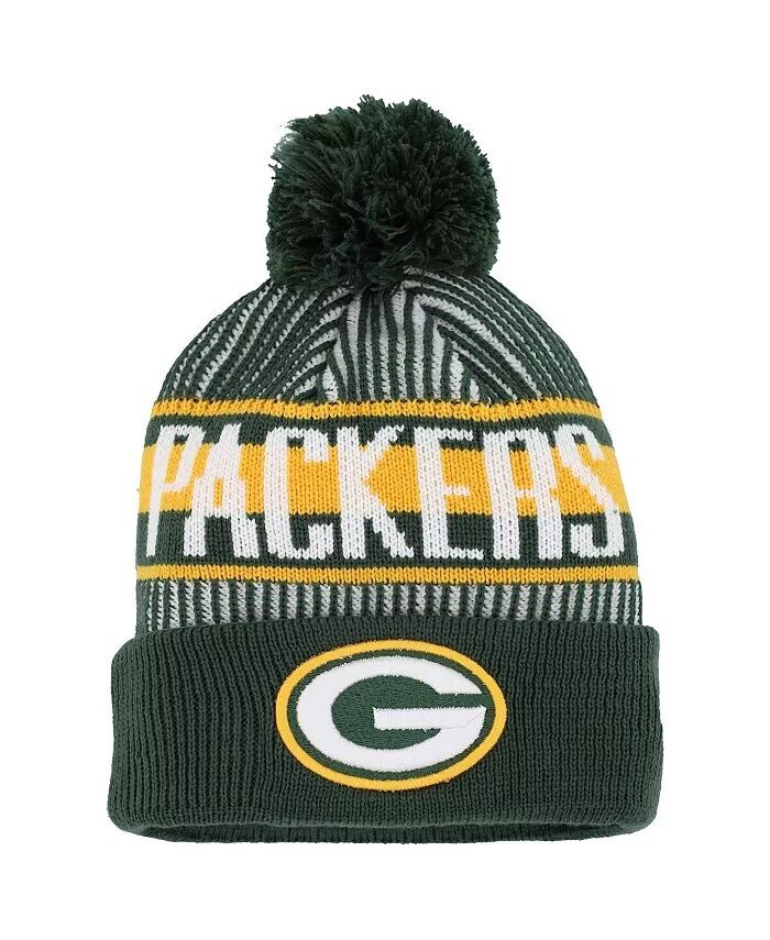 

Шапка для мальчиков Green Bay Packers Striped Cuffed Knit с помпоном New Era