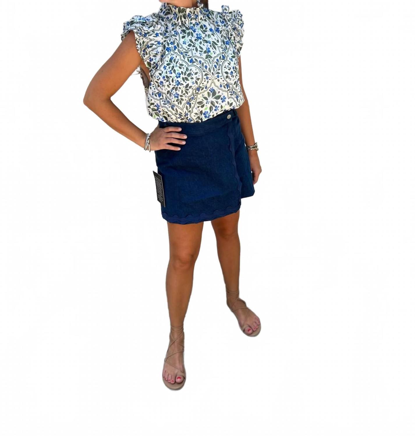 

Юбка-шорты Cheyenne с высокой талией цвета темного индиго Love Wednesday