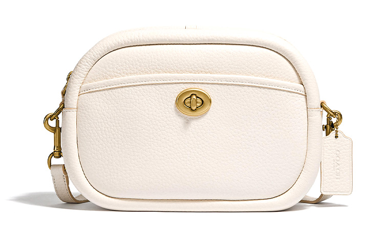 

Сумка для камеры из галереи кожи, наплечная сумка, кросс-боди обычная женская меловая белая COACH