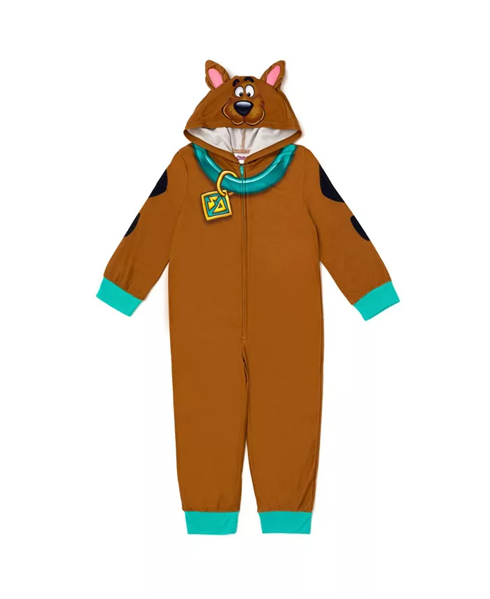 

Мальчики Warner Bros. Флисовая молния на всю длину Косплей Пижамный комбинезон Scooby Doo, коричневый