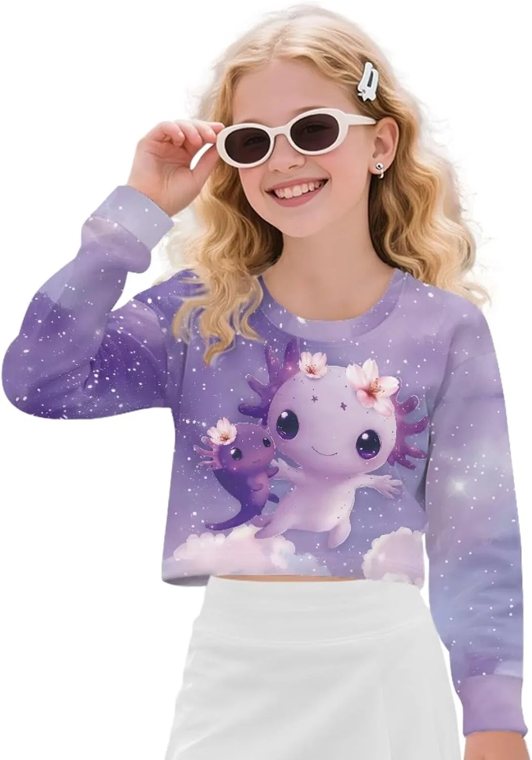 Детская футболка с длинным рукавом Coldinair, Axolotl, purple