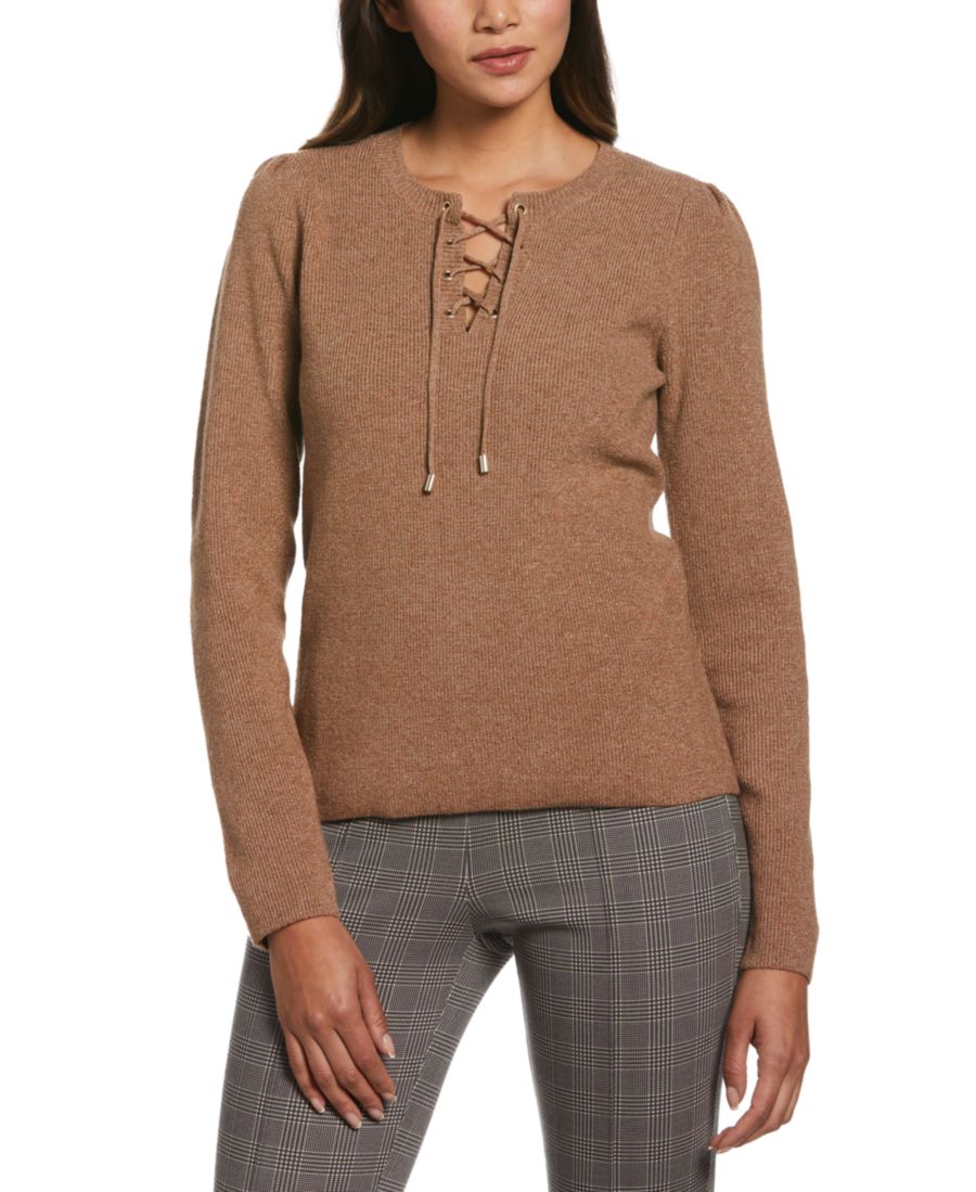 

Свитер большого размера с длинными рукавами и шнуровкой спереди ELLA Rafaella, Orange Rust