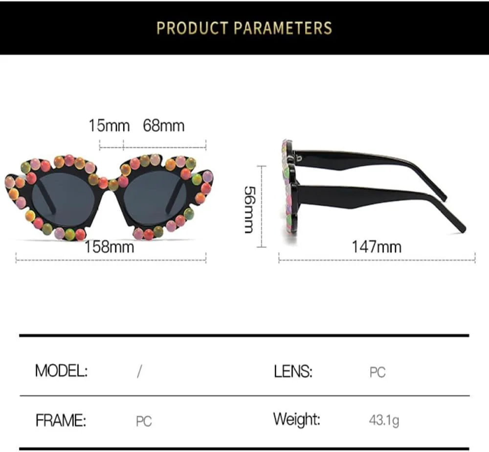 

Солнцезащитные очки 2027 года с разноцветными ромашками и жемчужным блеском, женские/мужские, в форме сердца, для вечеринок, с защитой от УФ-излучения UV400 MTZJH, 6