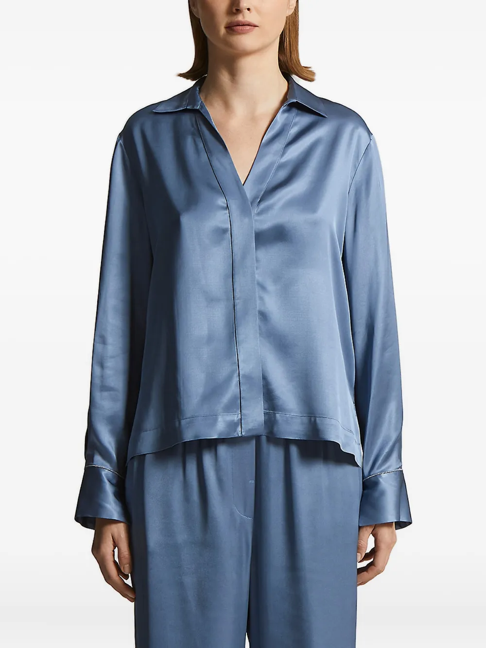 

Рубашка с атласными вставками Peserico, синий