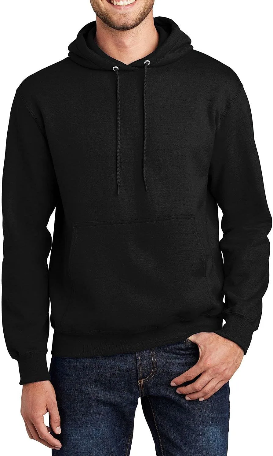 

JustBlanks мужская флисовая толстовка с капюшоном — обычный крой, зимняя повседневная модель с передним карманом-кенгуру