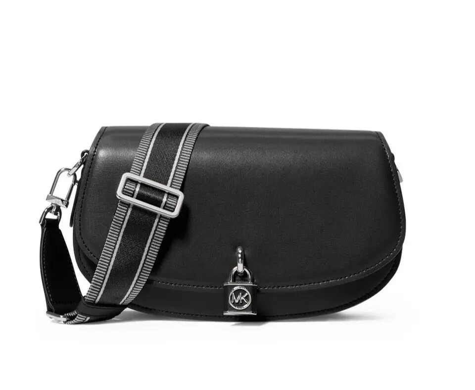 

Michael Kors Mila 30S3SIMM8L Женская черная кожаная регулируемая сумка-мессенджер