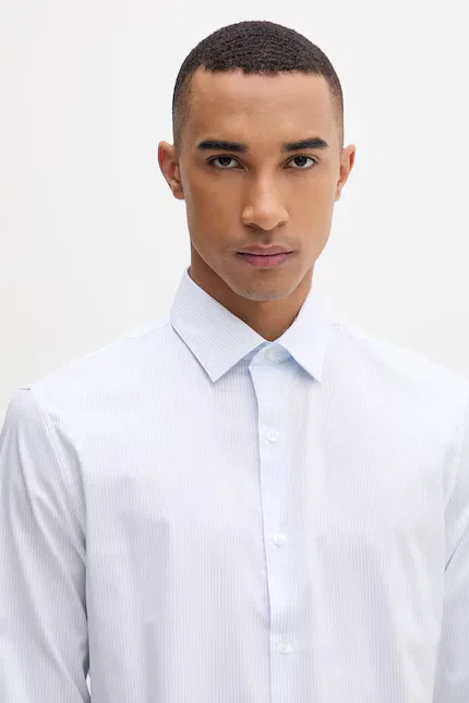 Рубашка в полоску slim fit Calvin Klein, синий — фото 4