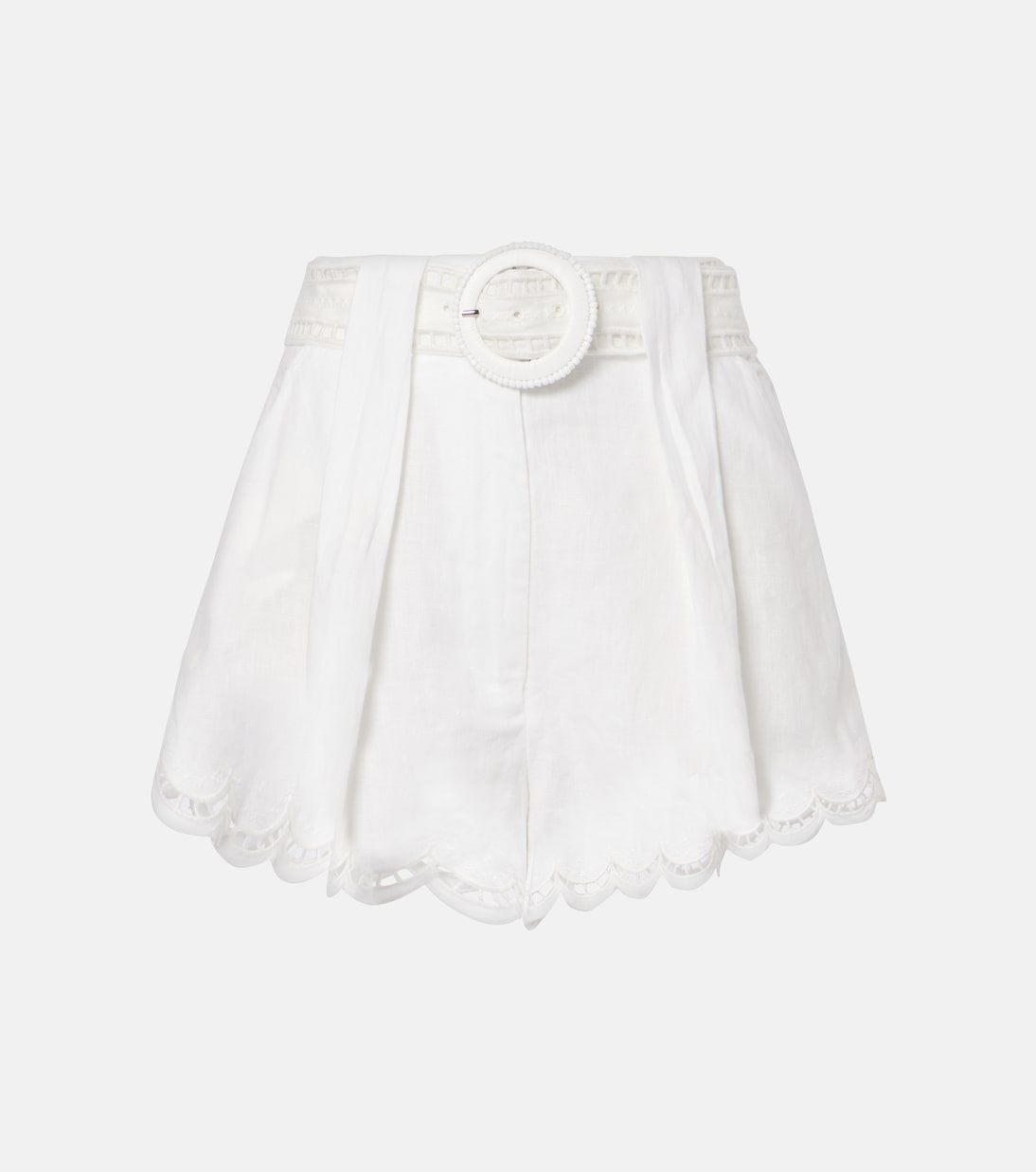 

Льняные шорты с высокой талией и вышивкой бродери Farm Rio, Off-White