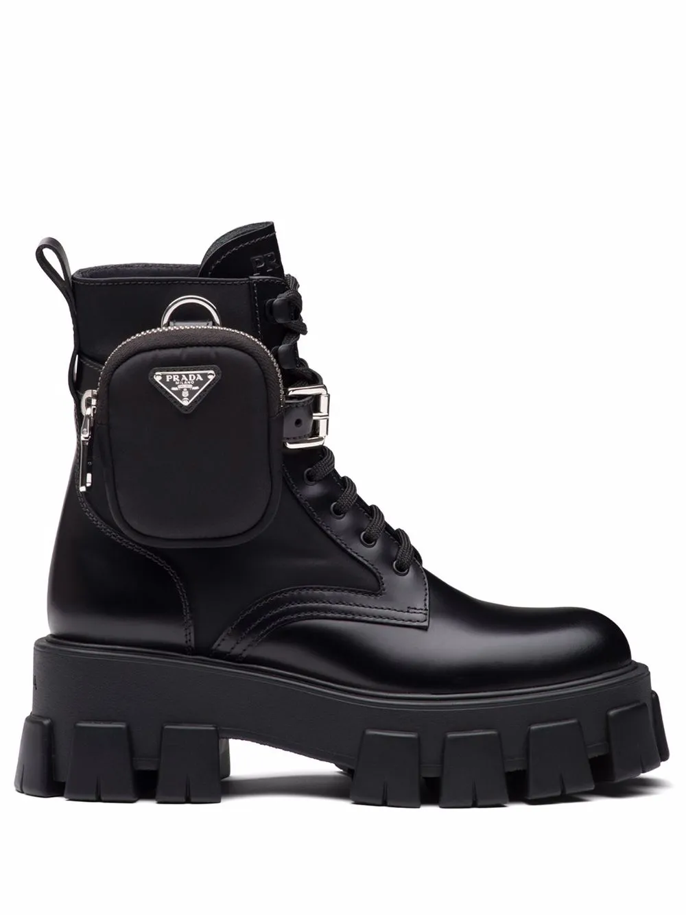 Ботинки Monolith с клатчем Prada, черный