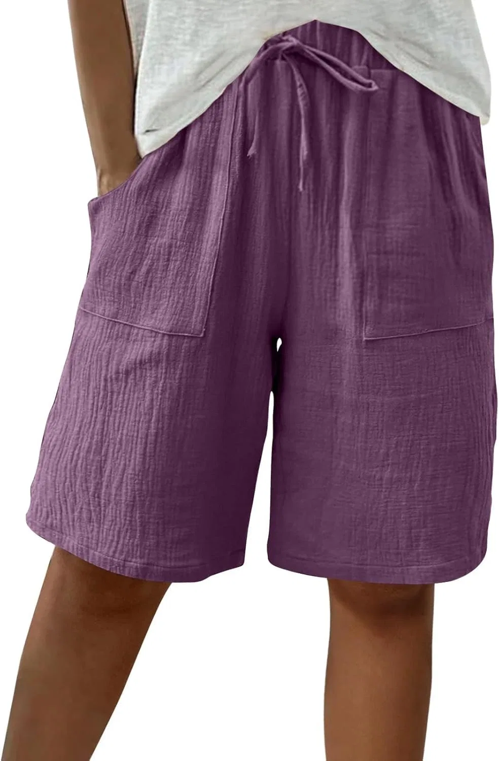 Бермуды для женщин, свободные с завышенной талией, Generic, 02-purple