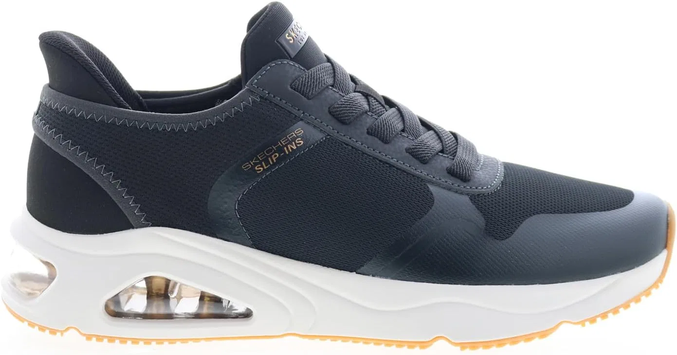 Мужские низкие кроссовки Skechers Tres-Air Uno Necessairy Slip-Ins черного цвета (BLK) — фото 2