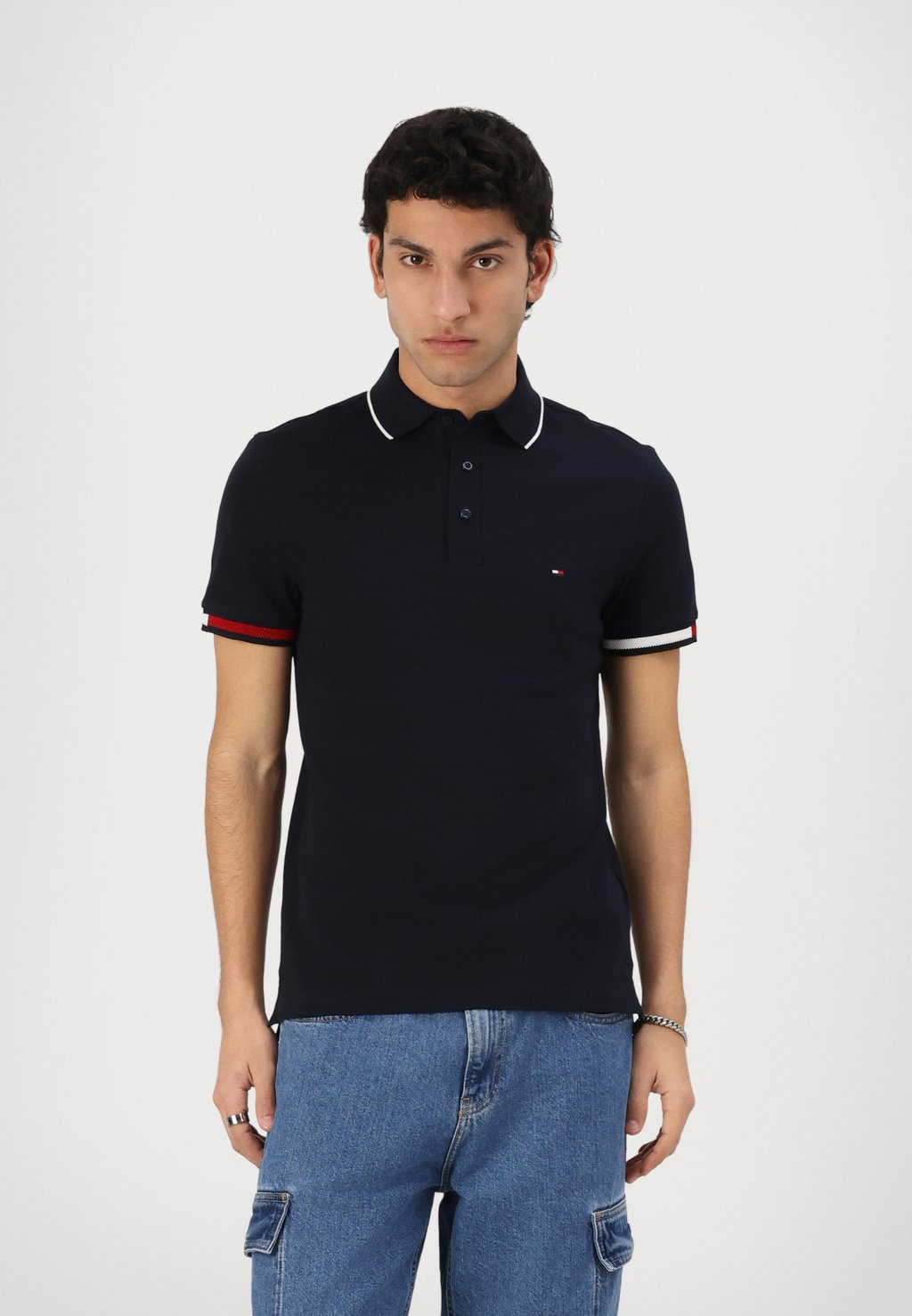 

Рубашка поло FLAG CUFF SLIM FIT Tommy Hilfiger, темно-синий
