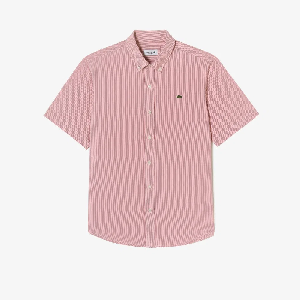 Мужская рубашка-джерси с коротким рукавом бордовая от Lacoste