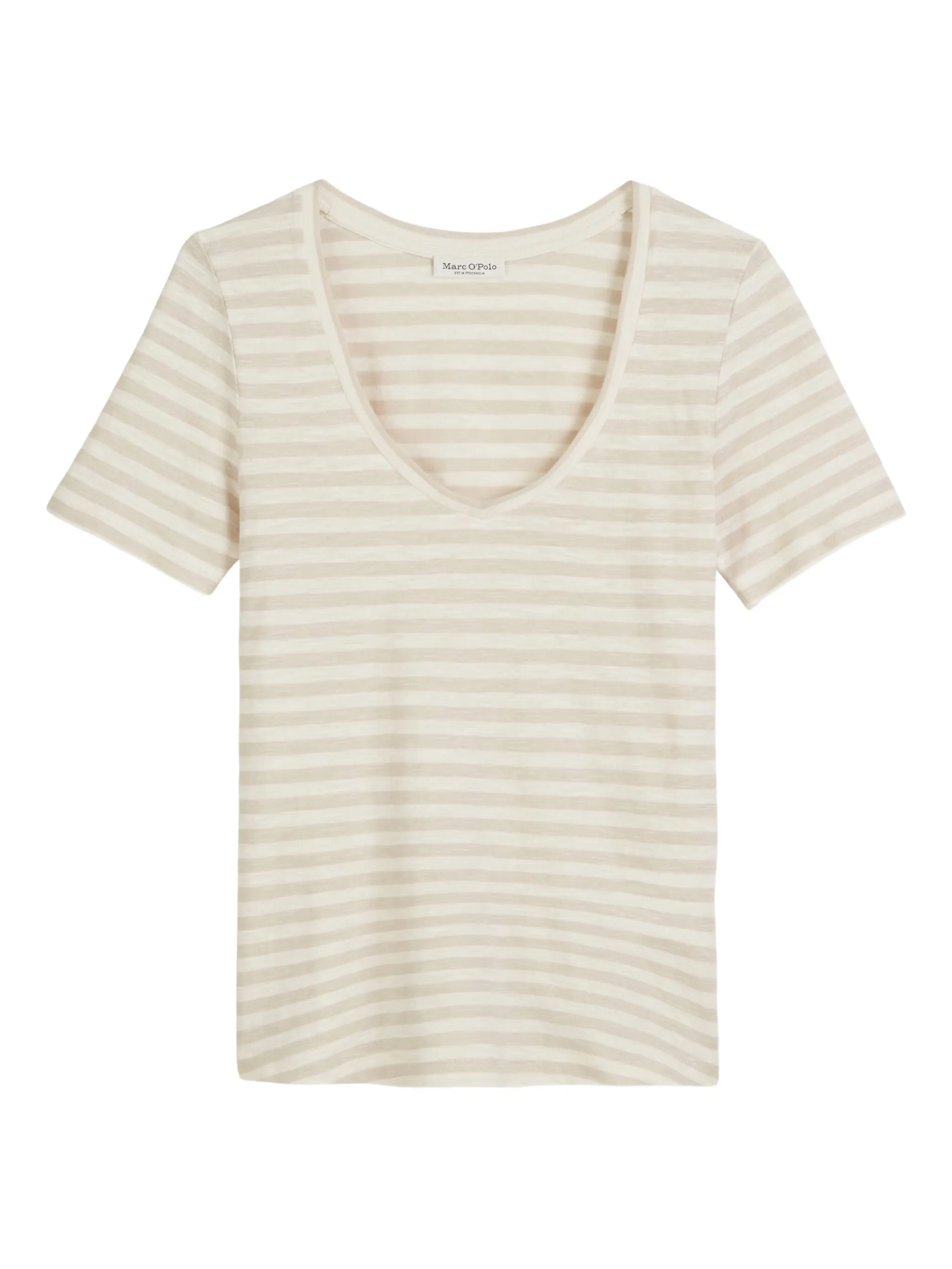 

Футболка в полоску с U-образным вырезом Marc O'Polo, бежевый