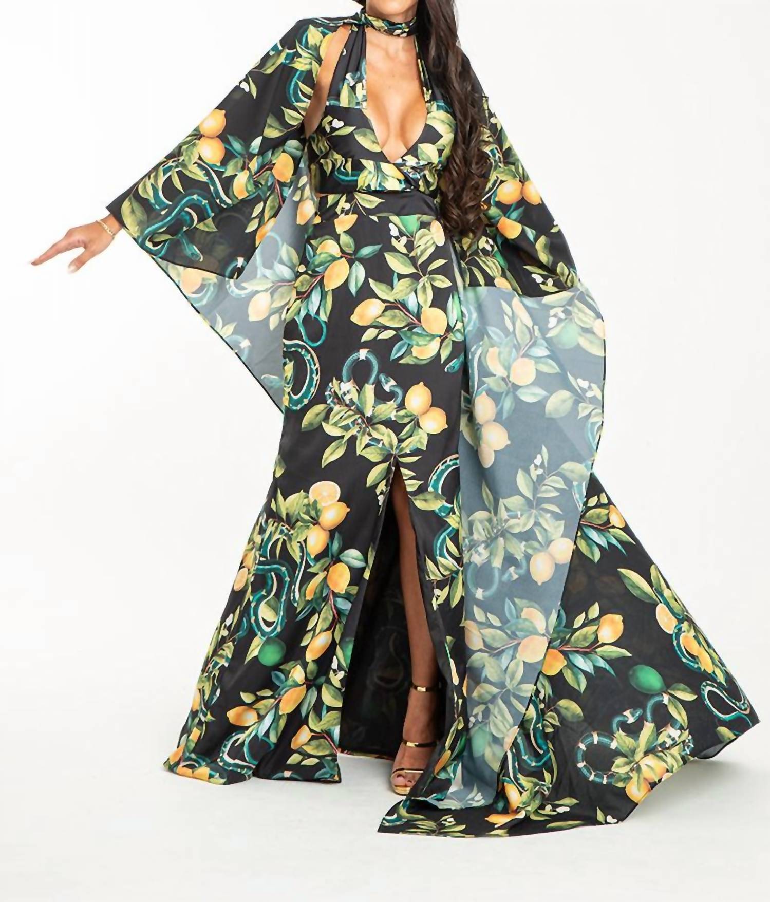 

Тропическое платье богини в разноцветном исполнении Steffany Milano, мультиколор