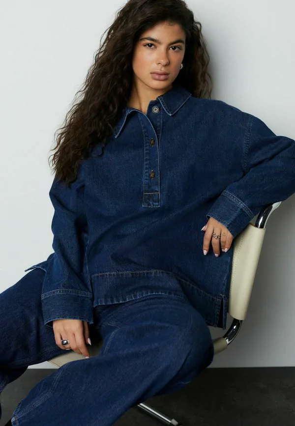 Блузка с длинными рукавами, приталенного кроя Next, Denim Dark Blue — фото 4
