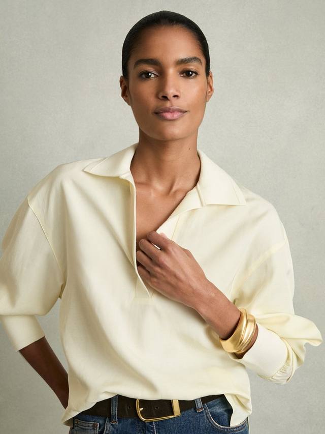 

Трикотажная рубашка isobel в рубчик Reiss, цвет Pale Yellow