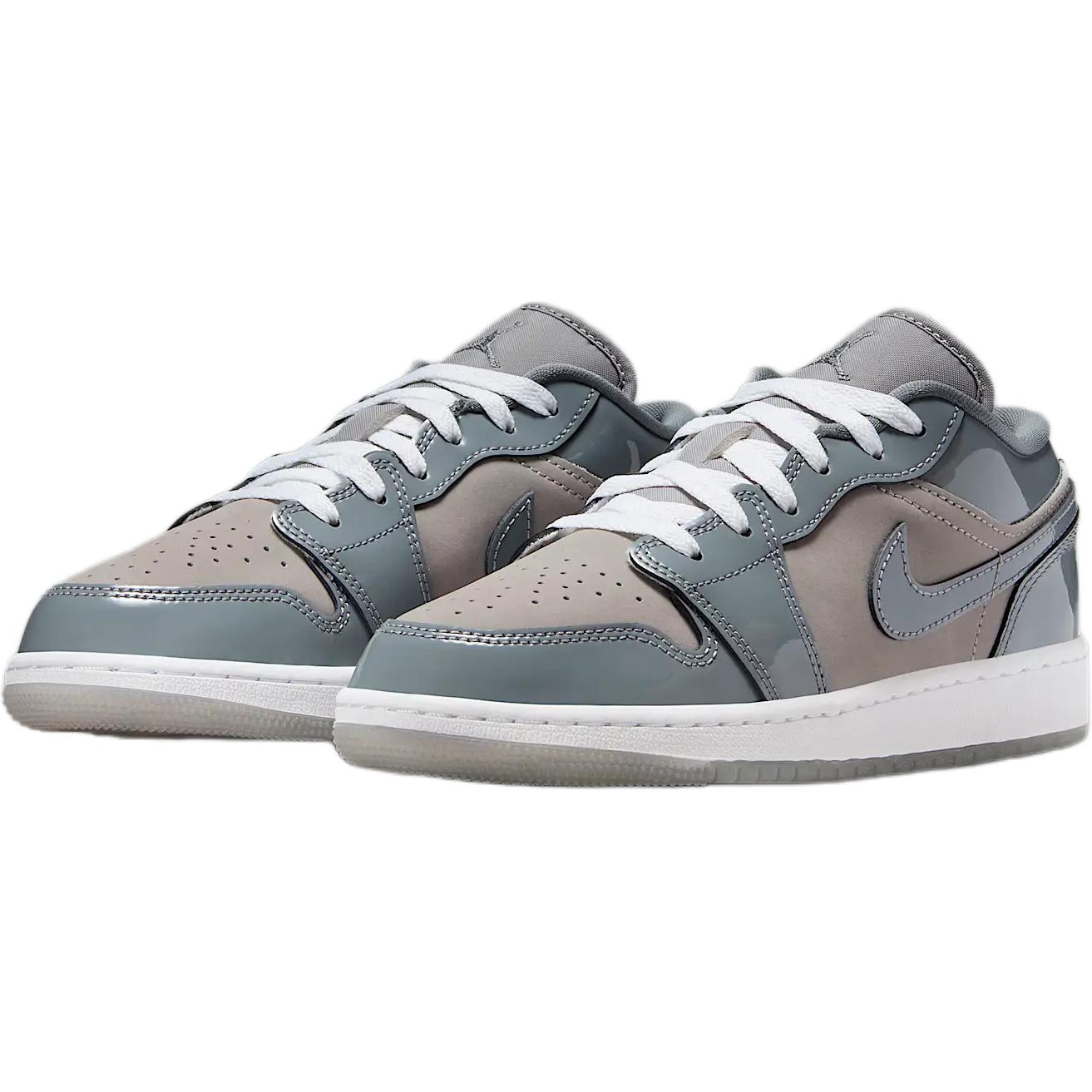 Jordan Air 1 противоскользящие износостойкие низкие детские скейтборд-кроссовки Medium Gray/White/Cool Gray/Brown — фото 4