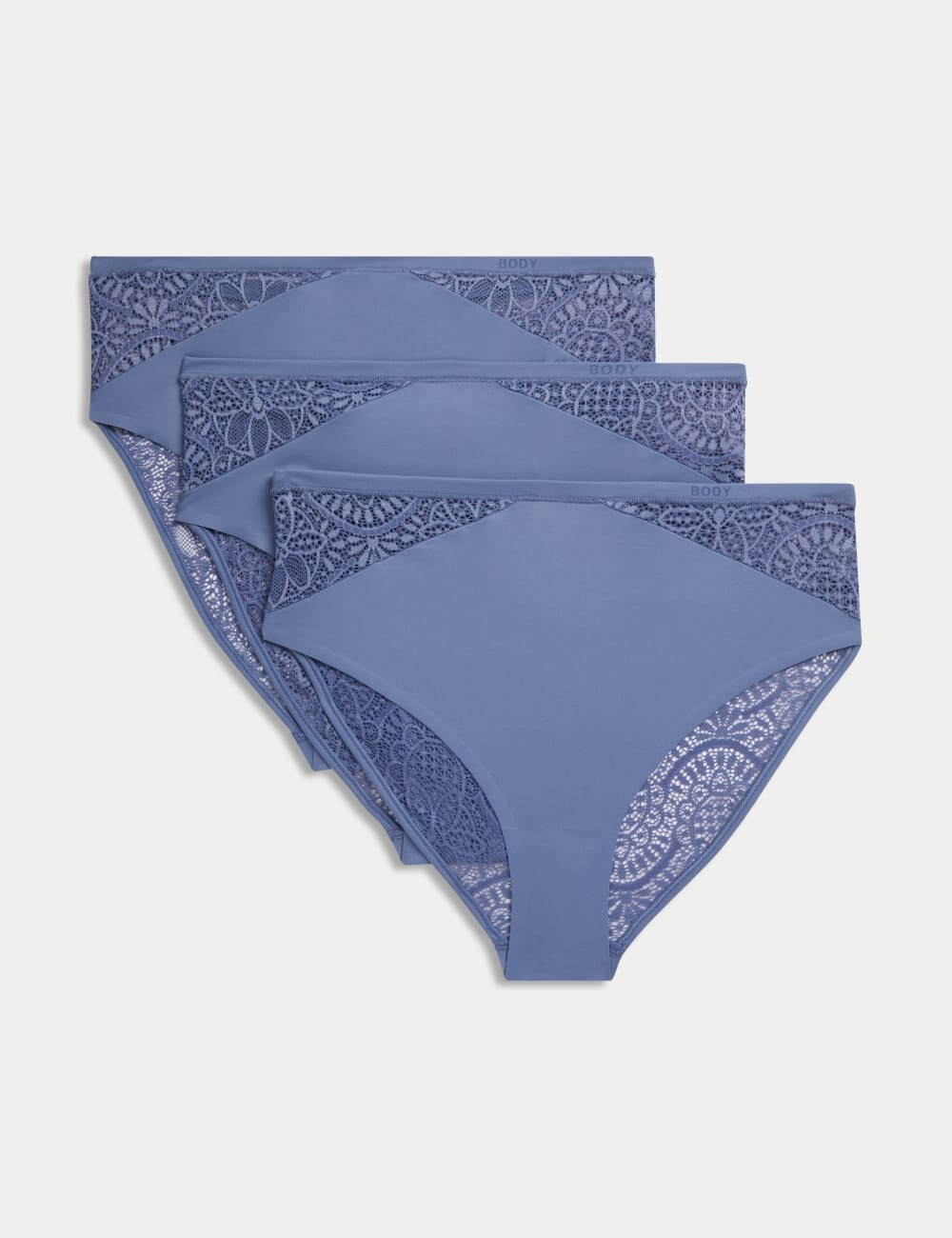 

3 шт. мягкие бразильские трусики с высокой талией Body by Marks & Spencer, цвет Slate blue