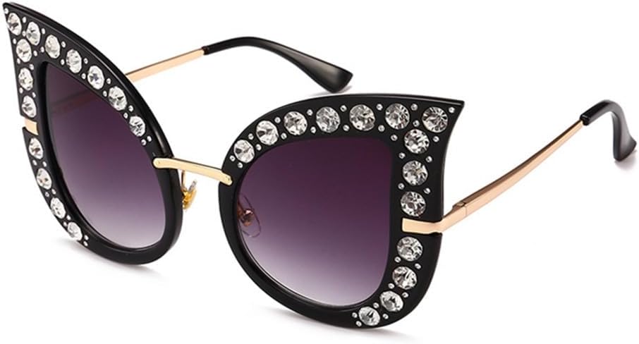 

Крупные женские солнцезащитные очки «кошачий глаз», полностью украшенные бриллиантами, с защитой от УФ-излучения UV400, оправой со стразами и кристаллами Generic, Gray