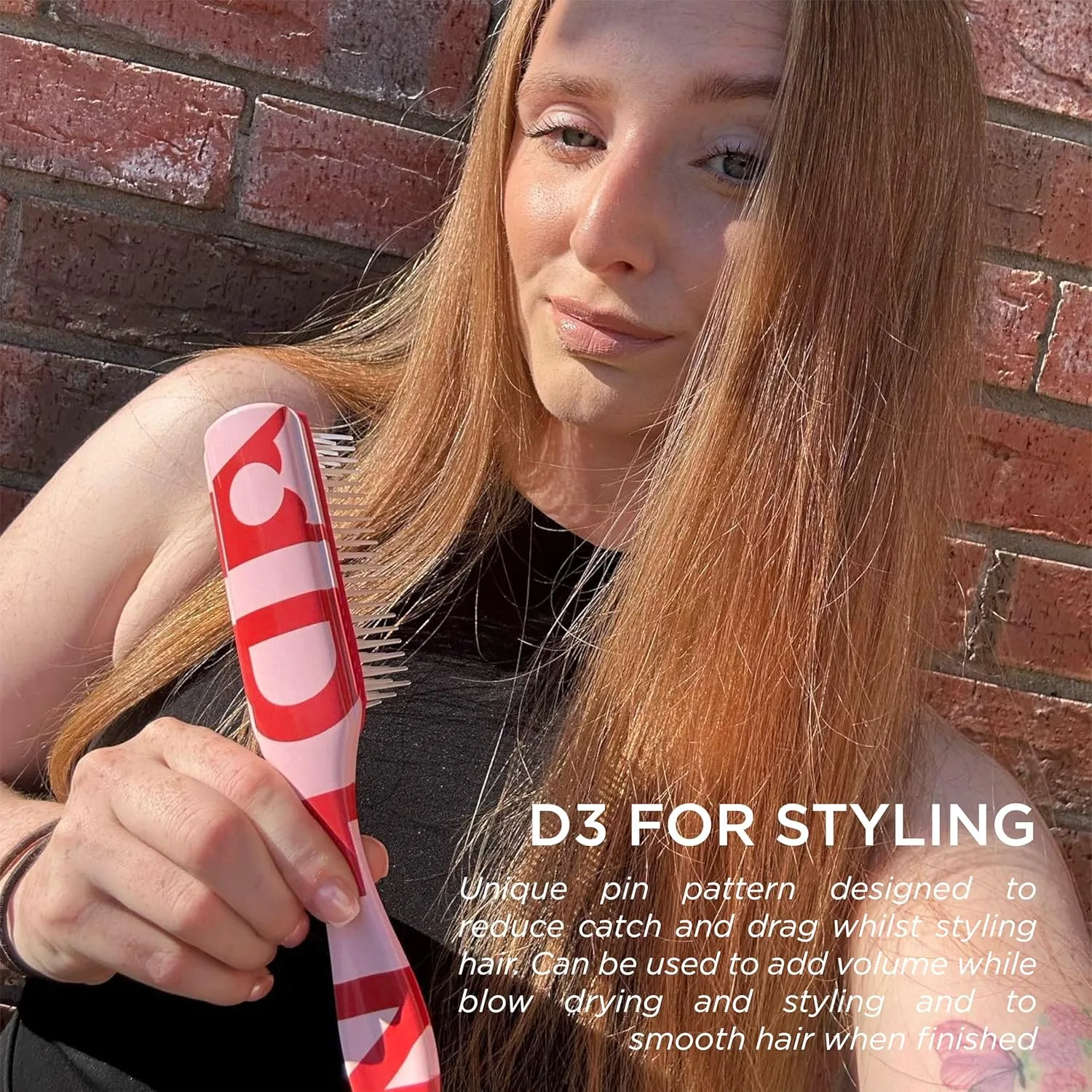 Denman D3 Original Curl Definer & Styler, щетка для вьющихся волос для женщин и мужчин - 7 рядов для распутывания и создания локонов, Denman Print — фото 4
