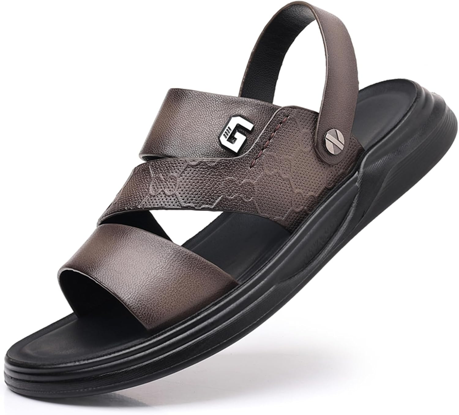 

Мужские летние повседневные кожаные сандалии Abborora с открытым носком, удобные регулируемые пляжные туфли для рыбалки и прогулок на улице, 4