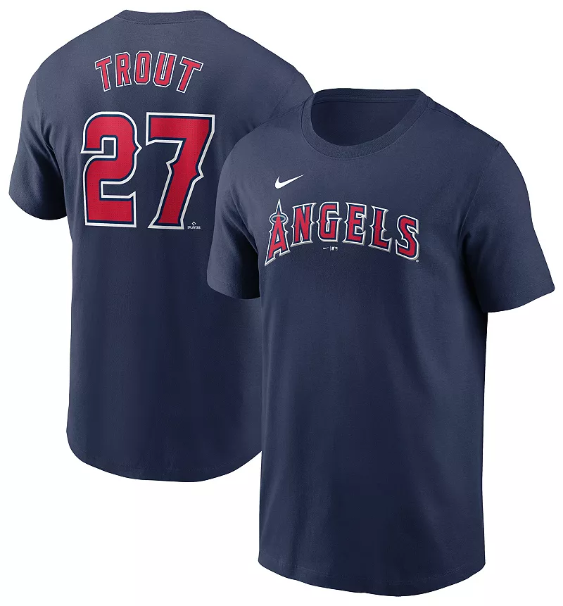

Мужская темно-синяя футболка Nike Los Angeles Angels Mike Trout #27