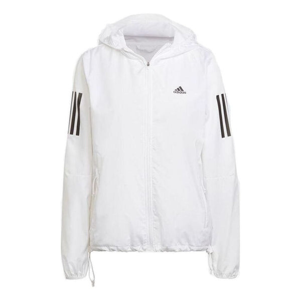 

Куртка own the run hooded running windbreaker 'white black' Adidas, белый