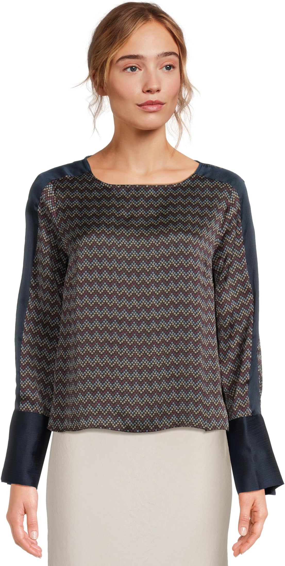 

Блуза Vince Camuto Crew Neck Extended Shoulder Long Sleeve Blouse with Wide Cuff, цвет Classic Navy