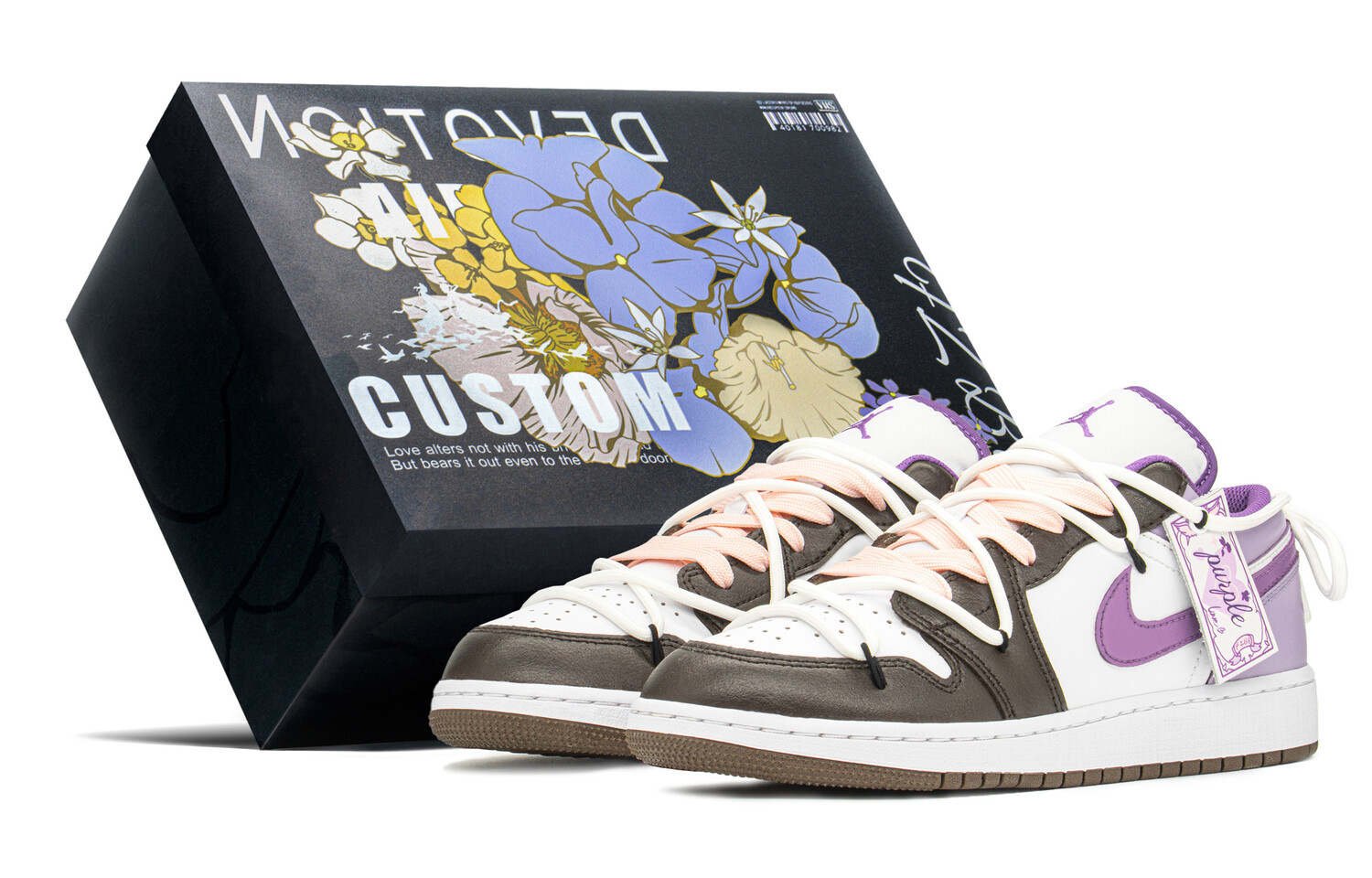 

Кроссовки Air Jordan 1 Vintage Basketball Shoes Women's Low-Top Black/Brown/Purple