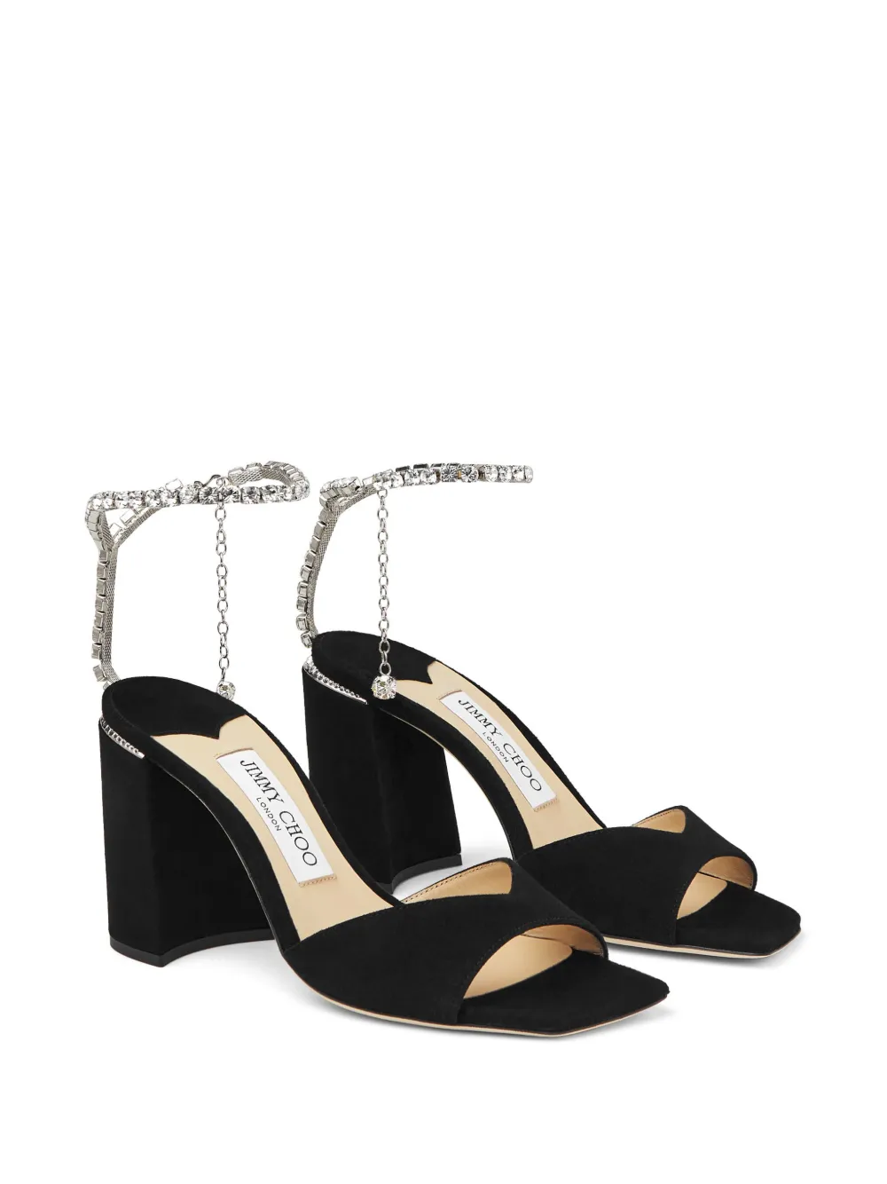 Босоножки Saeda 85 с кристаллами JIMMY CHOO, черный — фото 2