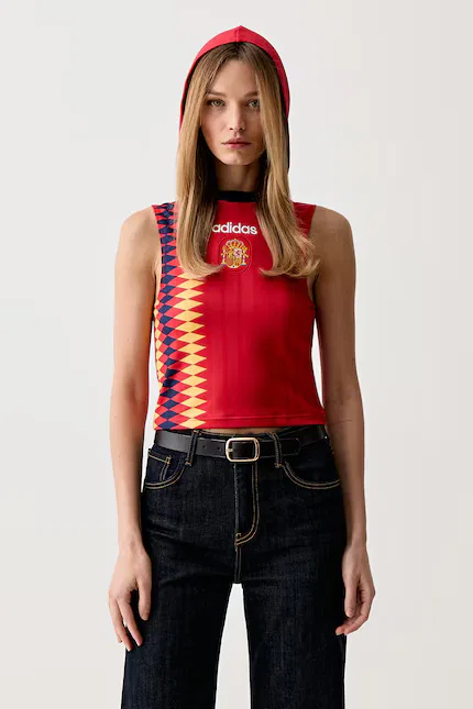 Топ с капюшоном кроп-топ Adidas Originals, красный
