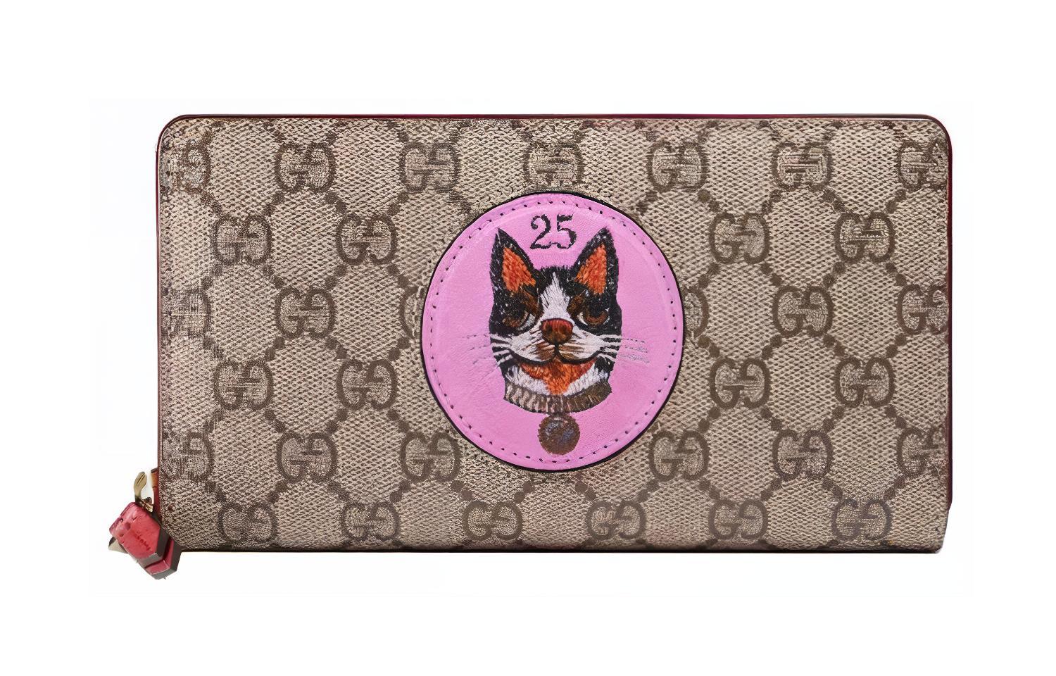 

Кошелек из кожи с канвасом, женский Ebony/Pink GUCCI