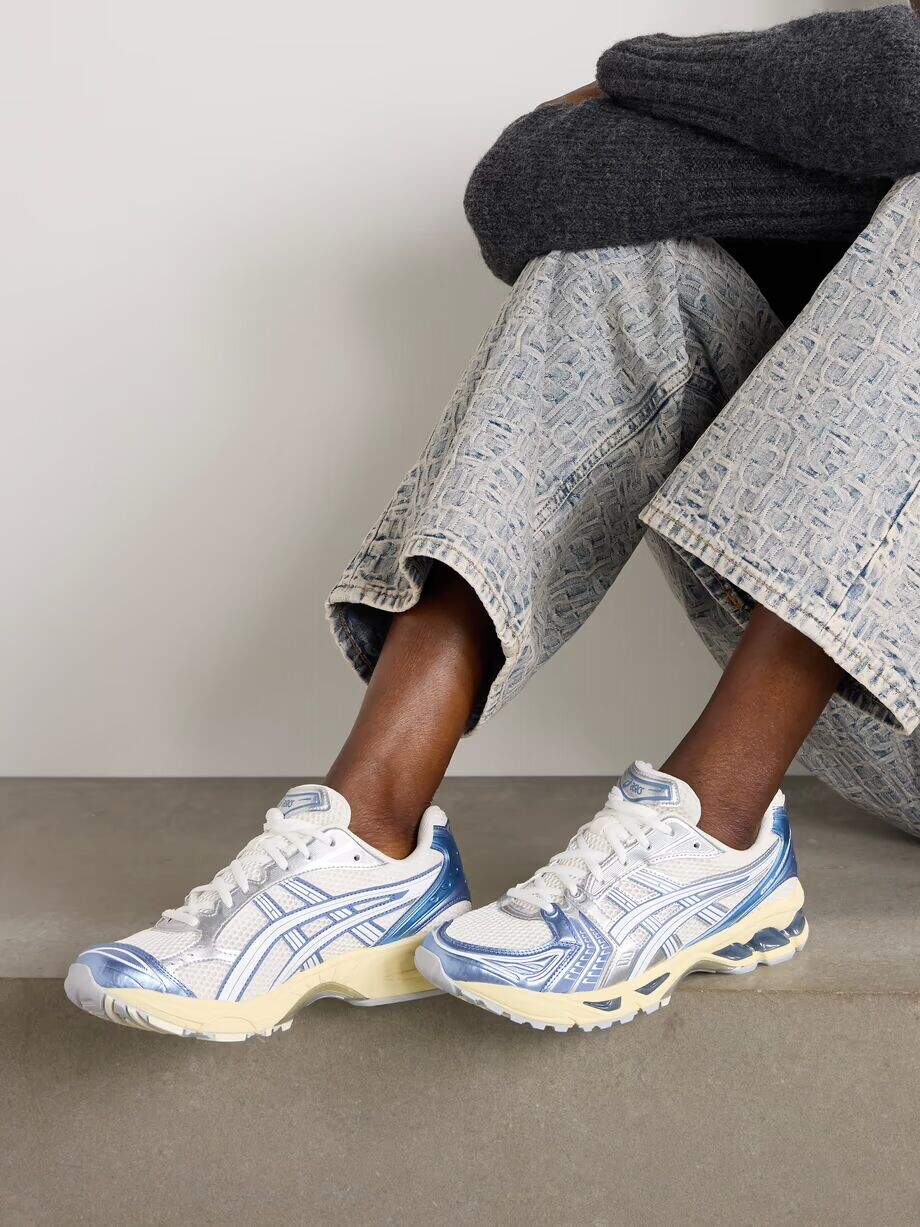 Кроссовки GEL-KAYANO 14 с сетчатой ​​отделкой из резины и металлизированной кожи Asics, синий — фото 2