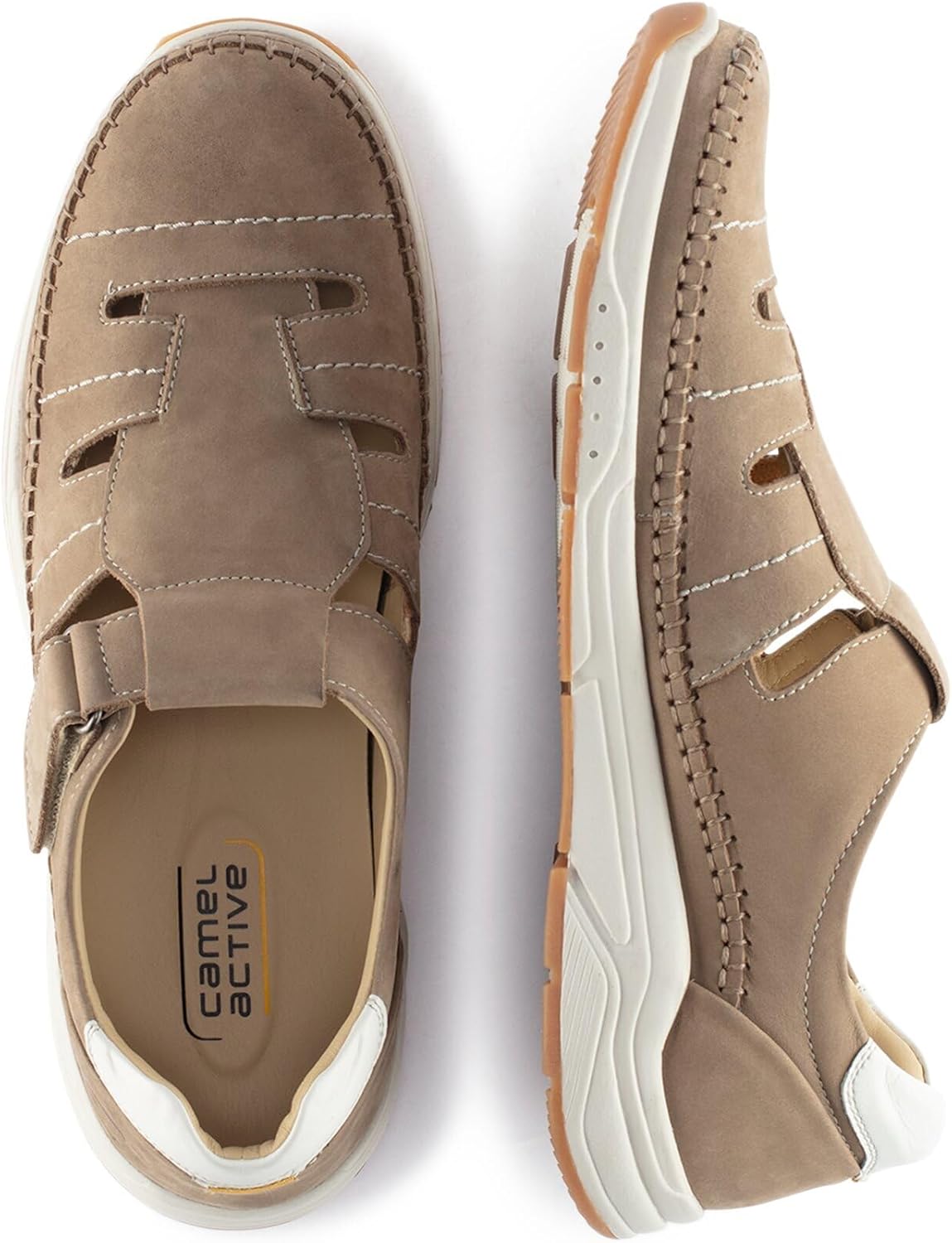Мужские сандалии camel active из кожи, бежевый — фото 2