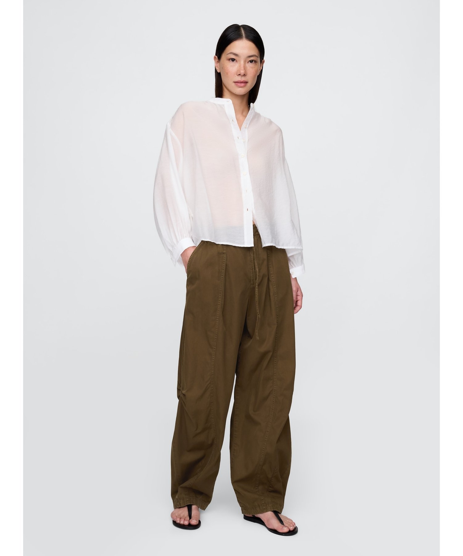 (W) Прозрачная рубашка на пуговицах спереди GAP, NEW_OFF_WHITE — фото 2