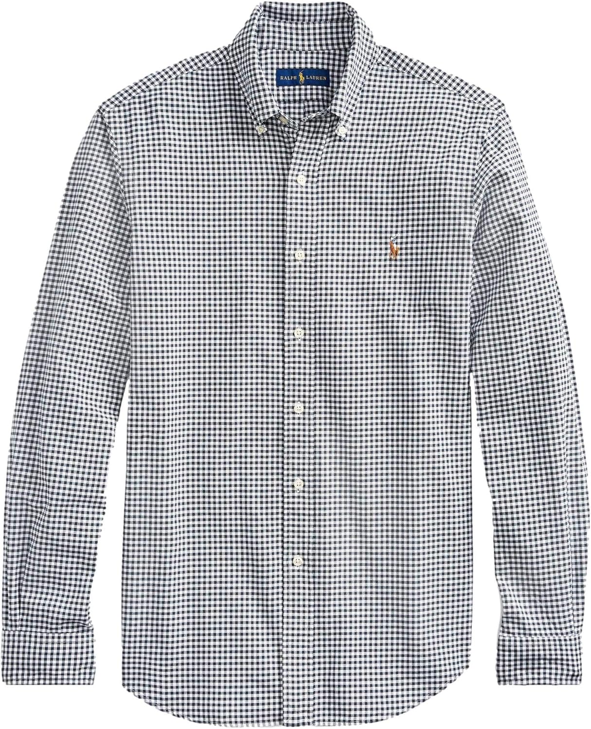

POLO RALPH LAUREN Мужская классическая оксфордская рубашка с длинным рукавом, Rl Checkered Black/White