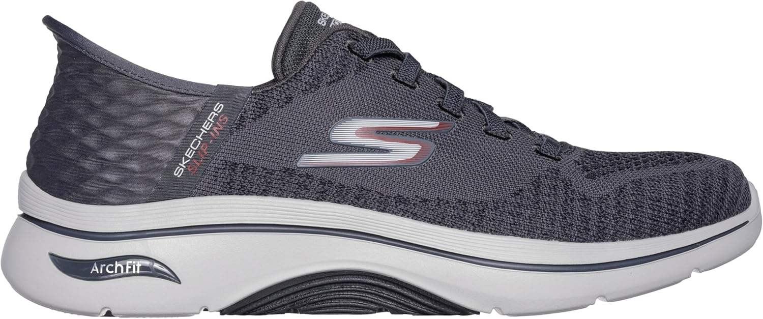 Мужские кроссовки Skechers Go Walk Arch Fit 2.0 - Grand для ходьбы, красный/угольный — фото 4