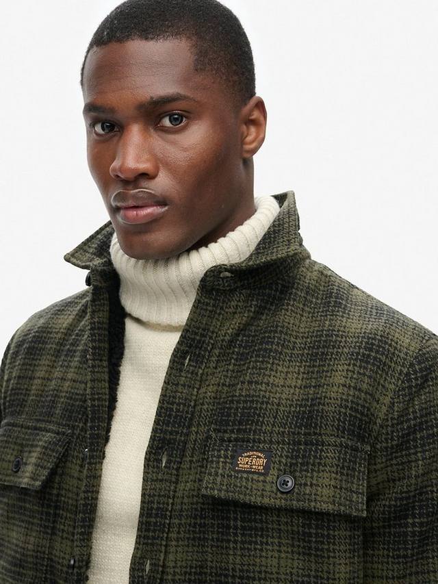 Верхняя рубашка в клетку на флисовой подкладке Superdry, цвет Haze Ombre Olive — фото 4