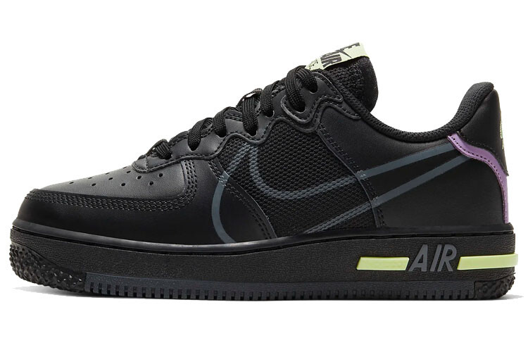 

Кроссовки Nike Air Force 1 Low React Black Violet Star Barely Volt GS