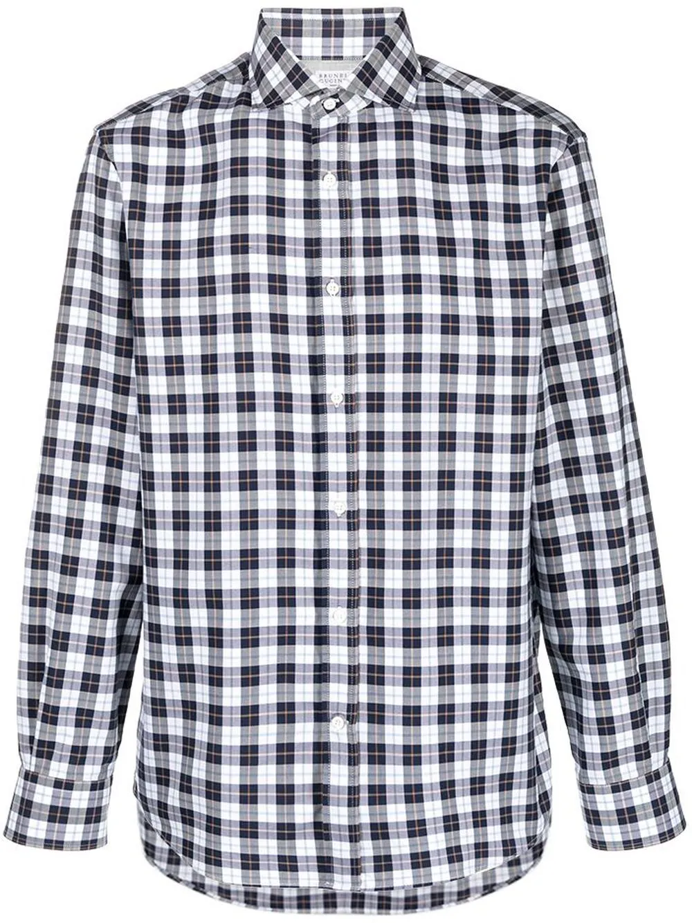 

Клетчатая рубашка со срезанным воротником Brunello Cucinelli, синий