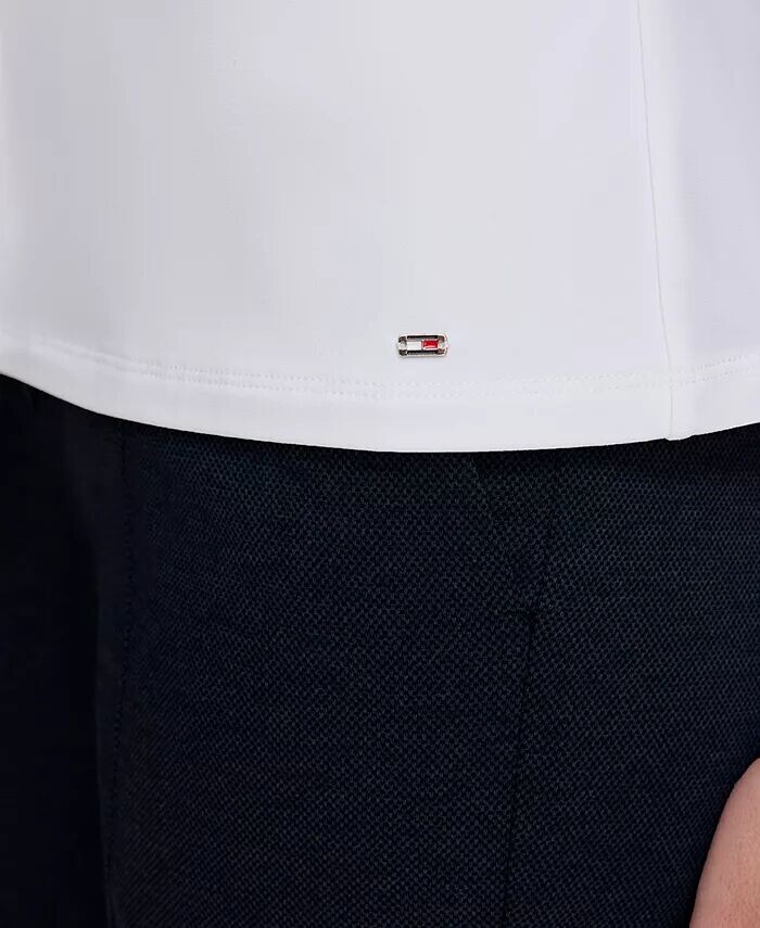 Женский топ смешанной техники с рюшами Tommy Hilfiger, слоновая кость — фото 4